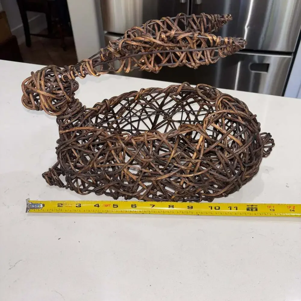 Pier 1 Natural Woven Twig Bunny Rabbit Decorative Basket Centerpiece